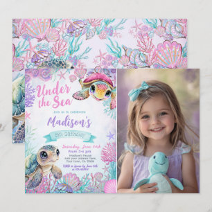 Invitación de cumpleaños de la tortuga marina