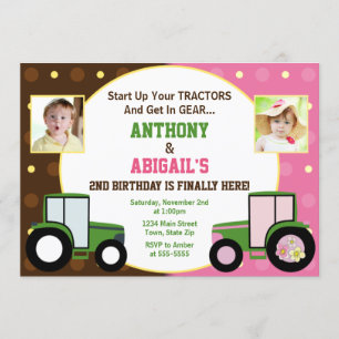 Invitación de cumpleaños de la unión del tractor