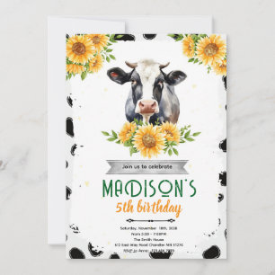 invitación de cumpleaños de la vaca girasol