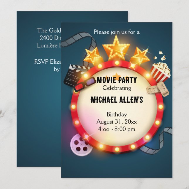 Invitación de cumpleaños de la versión del directo (Anverso / Reverso)