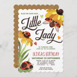 Invitación de cumpleaños de Lady Bug moderna