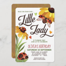 Invitación de cumpleaños de Lady Bug moderna
