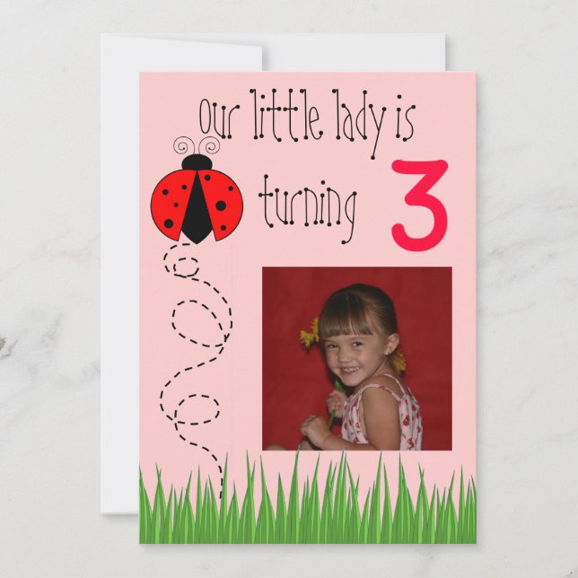 Invitación de cumpleaños de Ladybug (Anverso)