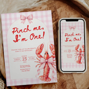 Invitación de cumpleaños de langosta Pinch Me I'm