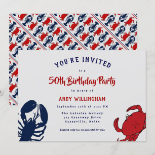 Invitación de Cumpleaños de Langosta y Cangrejo pa