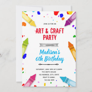 Invitación de cumpleaños de lápiz de cera lindo
