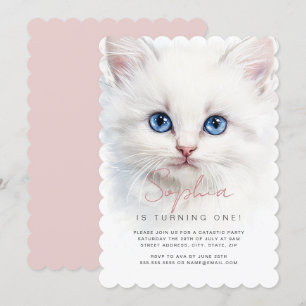 Invitación de cumpleaños de las chicas gato blanca