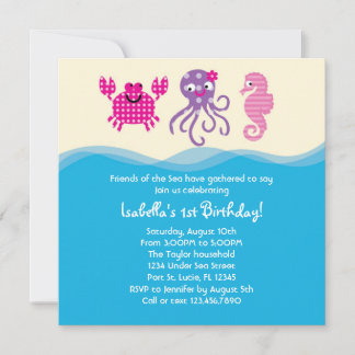 Invitación de cumpleaños de las criaturas marinas 
