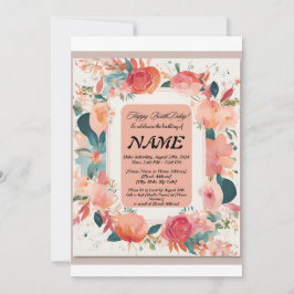 Invitación de cumpleaños de las flores
