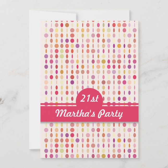 Invitación de cumpleaños de las monedas coloridas (Anverso)