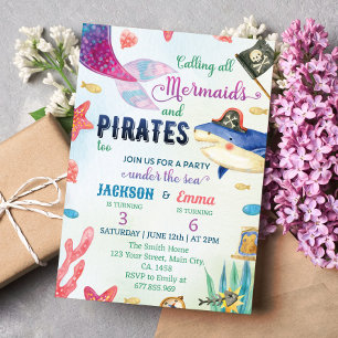 Invitación de cumpleaños de las Sirenas y los Pira