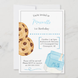 Invitación de cumpleaños de leche y galletas