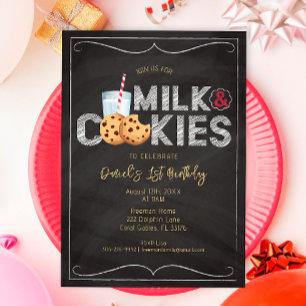 Invitación de cumpleaños de leche y galletas - Coc