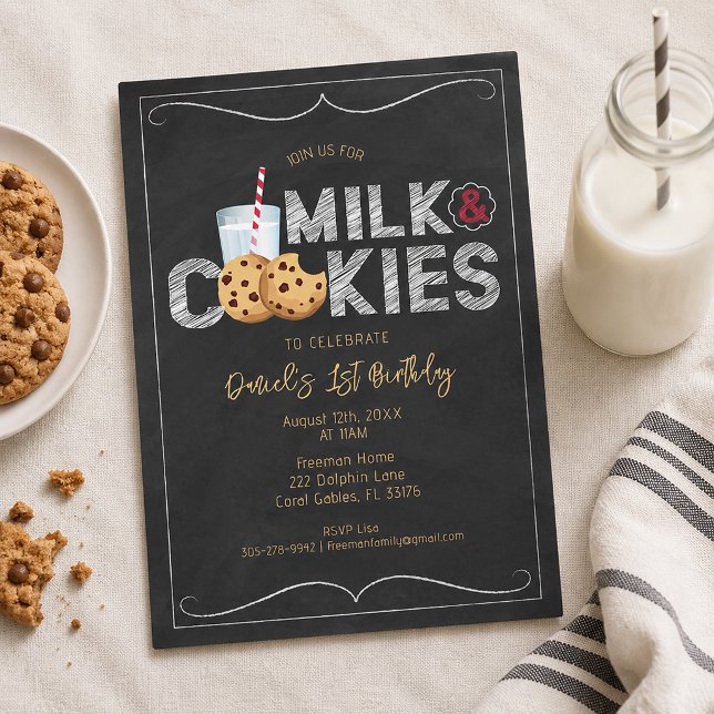 Invitación de cumpleaños de leche y galletas - Swe (Milk & Cookies Birthday Invitation)