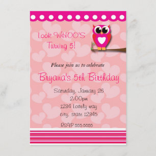 Invitación de cumpleaños de Lechuza Corazón Día de