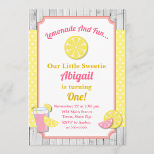 Invitación de cumpleaños de Lemonade Rosa, Fiesta 