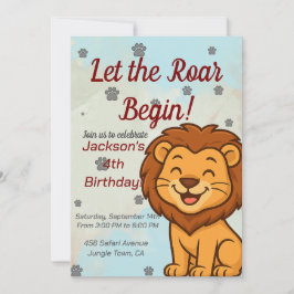 Invitación de Cumpleaños de León Adorable para Niñ