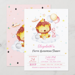 Invitación de cumpleaños de león bebé lindo