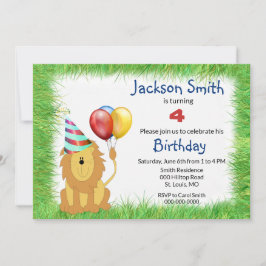 Invitación de cumpleaños de león de dibujos animad