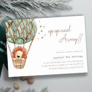 Invitación de cumpleaños de león Eco Green Hot Air
