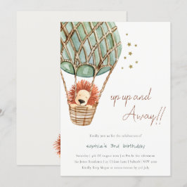 Invitación de cumpleaños de león Eco Green Hot Air