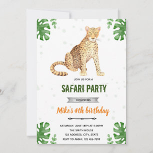 invitación de cumpleaños de leopardo guepardo