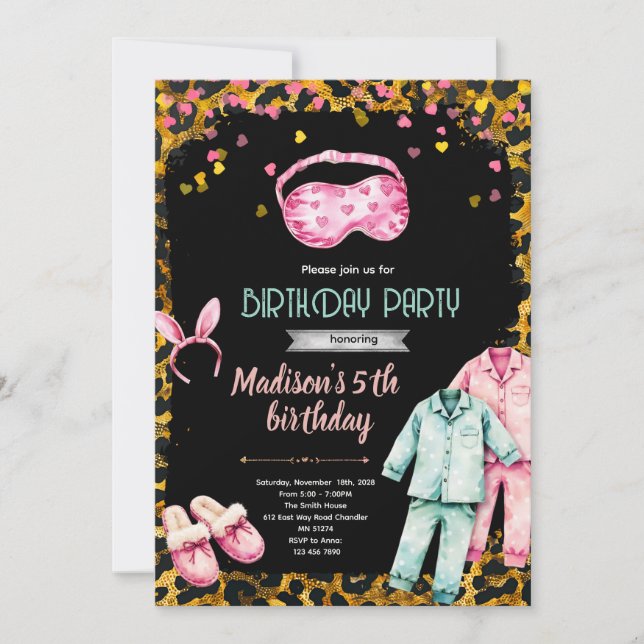 Invitación de cumpleaños de leopardo guepardo pija (Anverso)