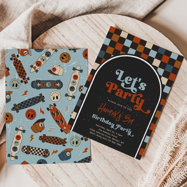 Invitación de cumpleaños de Let's Fiesta Skateboar (Subido por el creador)