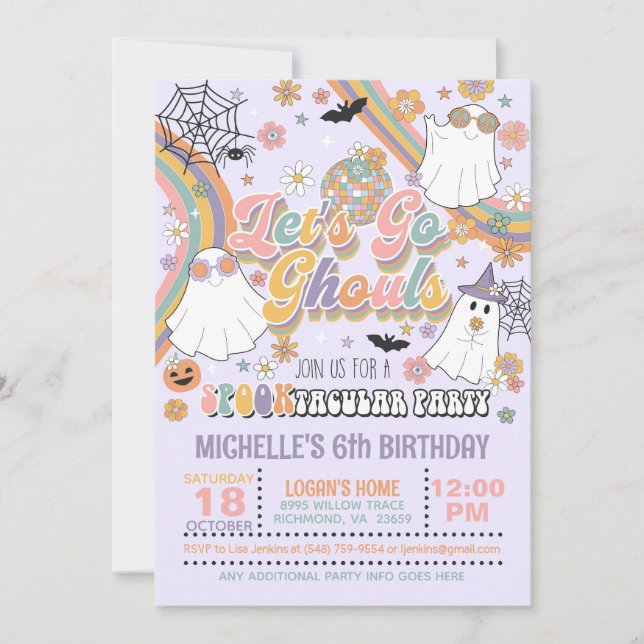Invitación de cumpleaños de Let's Go Ghouls - Chic (Anverso)