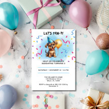 Invitación de cumpleaños de Let's Paw-ty Puppy