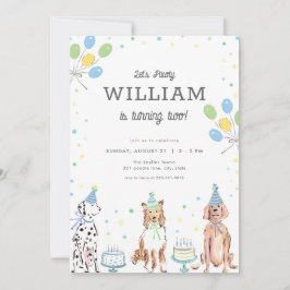 Invitación de cumpleaños de Let's Pawty Blue Boy D
