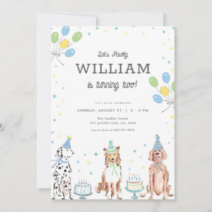 Invitación de cumpleaños de Let's Pawty Blue Boy D