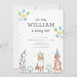 Invitación de cumpleaños de Let's Pawty Blue Boy D