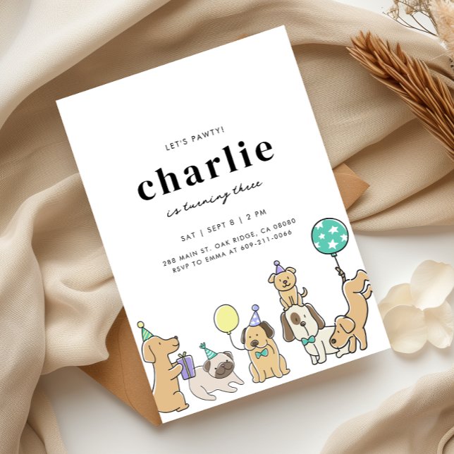Invitación de cumpleaños de Let's Pawty Dog (Subido por el creador)