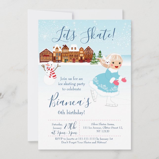 Invitación de cumpleaños de Lets Skate (Anverso)