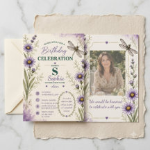 Invitación de cumpleaños de libélula Aster de sept
