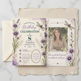 Invitación de cumpleaños de libélula Aster de sept