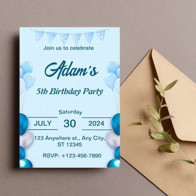 Invitación de cumpleaños de Light Blue (Subido por el creador)