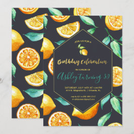 Invitación de cumpleaños de limón chic