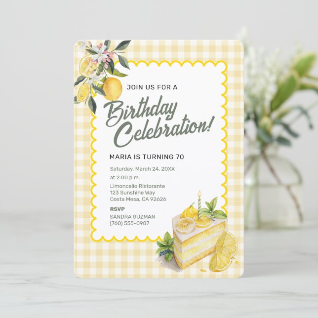 Invitación de cumpleaños de limón Fiesta de verano (Anverso de pie)