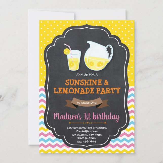 invitación de cumpleaños de limonada (Anverso)