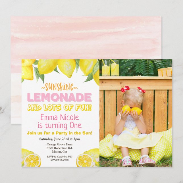 Invitación de cumpleaños de limonada para cualquie (Anverso / Reverso)