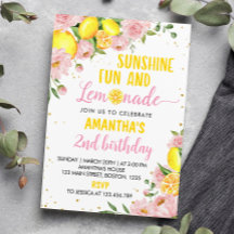 Invitación de cumpleaños de limonada Sunshine flor