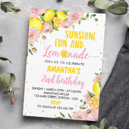 Invitación de cumpleaños de limonada Sunshine flor