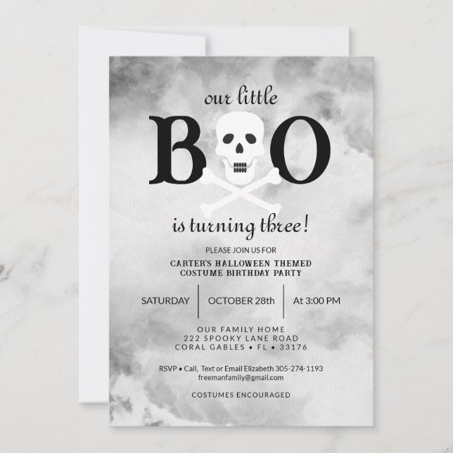 Invitación de cumpleaños de Little Boo Halloween (Anverso)