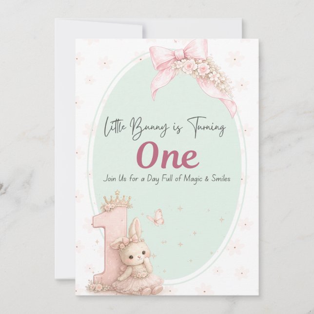 Invitación de cumpleaños de Little Bunny Is Turnin (Anverso)