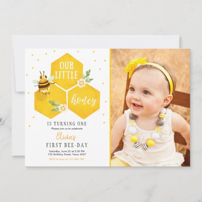 Invitación de cumpleaños de Little Honey Fiesta de (Anverso)