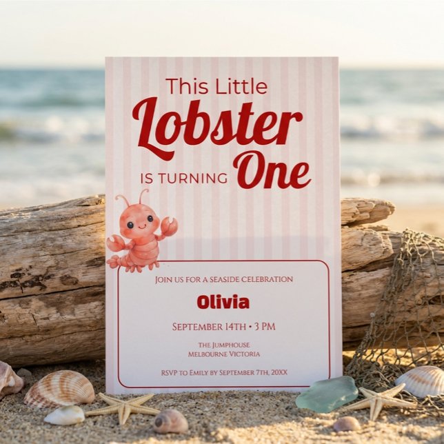 Invitación de cumpleaños de Little Lobster 1er cum (Subido por el creador)