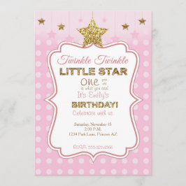Invitación de cumpleaños de Little Star en rosa y
