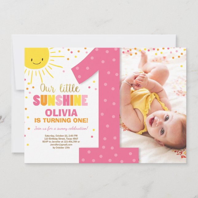 Invitación de cumpleaños de Little Sunshine Chica  (Anverso)